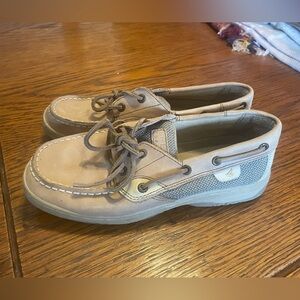 Sperry Women's Light Taupe Boat Shoes with Lace Tie